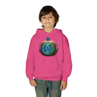 Glowing Cyber Pumpkin Kids Hoodie 31