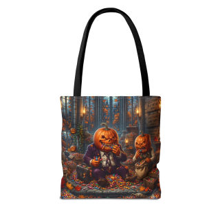 Jack-o'-Lantern Candy Haul Tote Bag | Halloween Pumpkin Scene 31