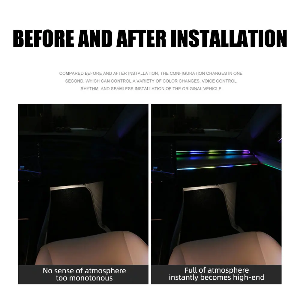 10-in-1 Car LED Acrylic Ambient Light Strip | RGB App/Remote Control 3