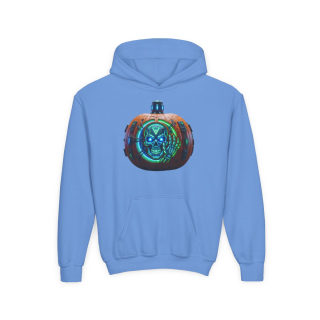 Glowing Cyber Pumpkin Kids Hoodie 10