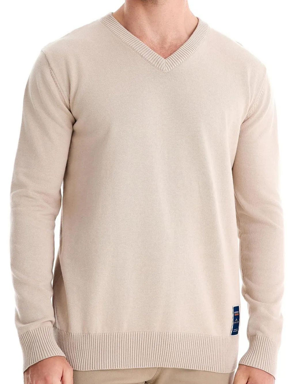 Men's Ribbed Hem V-Neck Sweater | Long Sleeve Pullover