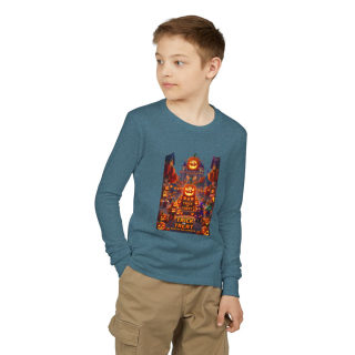 Jack-O'-Lantern Halloween Street Scene Long Sleeve Kids Tee 30