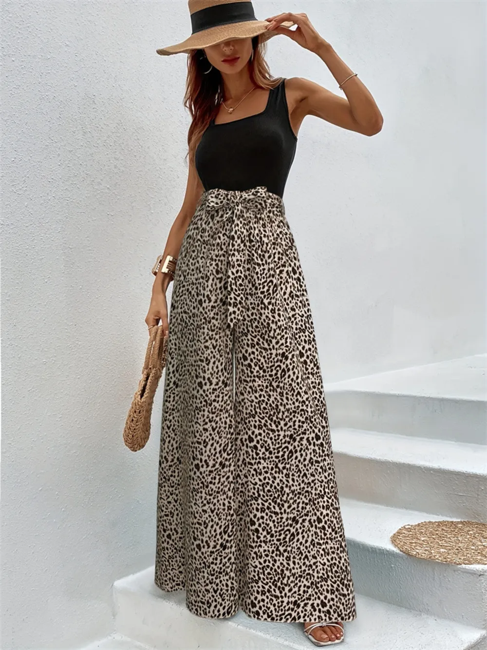 Leopard Print Wide Leg Pants 2