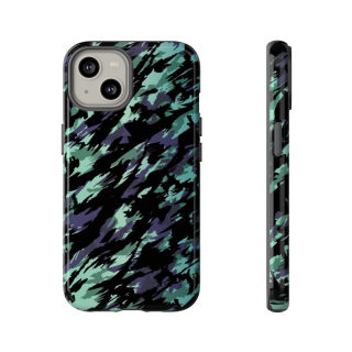 Teal Black Abstract Camo Phone Case 56