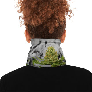 Cannabis Bud in Snow Neck Gaiter | Winter Neck Gaiter With Drawstring 4