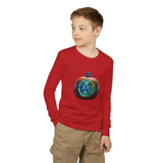 Skull Pumpkin 'No Tricks' Long Sleeve Kids Tee 33