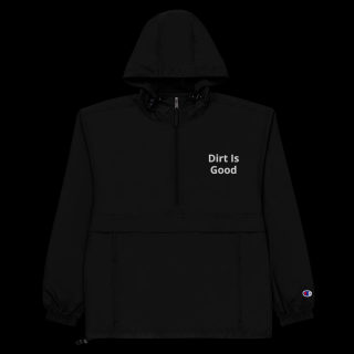 Embroidered Champion Packable Black Jacket "Dirt Is Good" 3