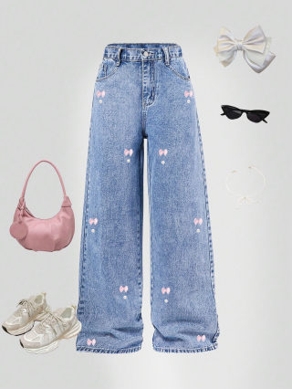 Vintage Washed Wide Leg Denim Pants | High Waist Straight Cut