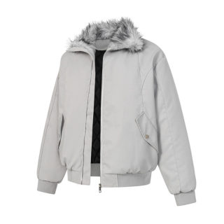 Lapel Collar Zip-Up Cotton Jacket 3