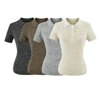 Linen Fitted Polo Shirt | Regular Shoulder Short Sleeve