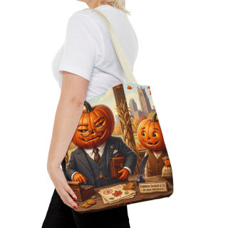 Pumpkin Head Businessmen Tote Bag | Halloween Pumpkin City Illustration 56