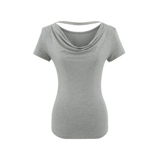 Swing Collar Pleated Short Sleeve T-Shirt | Round Neck 3