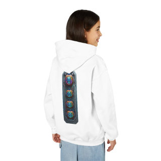 Glowing Cyber Pumpkin Kids Hoodie 82