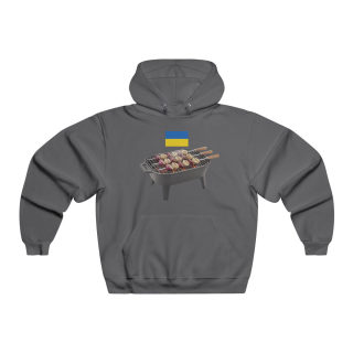 BBQ Onion Skewer Hooded Sweatshirt | Grilling Kyiv Ukraine Flag 6