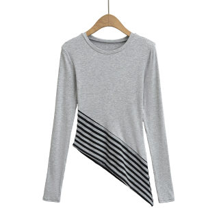 Round Neck Long Sleeve T-Shirt | Asymmetrical Hem 5