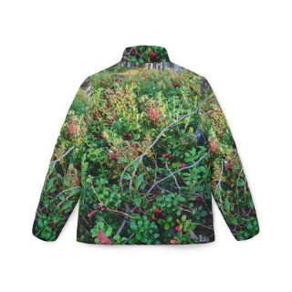 Forest Lingonberry Bush Puffer Jacket | All-Over Nature Print 2
