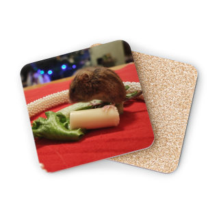Mouse Eating Cheese Coaster | Round Cork-Backed Drink Coaster, Cute Rodent Photo 7