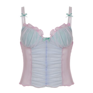 Girly Mesh Splicing V-Neck Backless Crop Top | Sexy Sheer Design 6