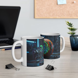 Neon Cyberpunk Pumpkin Skull Mug | Ceramic Coffee Cup 11