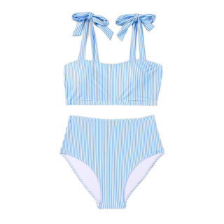 Striped bikini set (high-waisted) 5