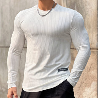 Men's Striped Long Sleeve Sports T-Shirt | Basketball & Running 2