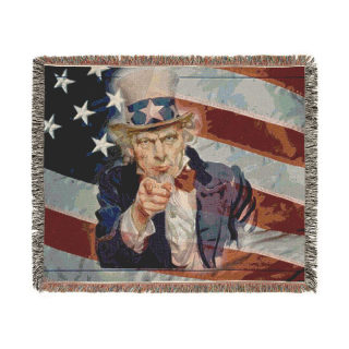 Uncle Sam Pointing Woven Blanket | American Flag Patriotic Throw 2