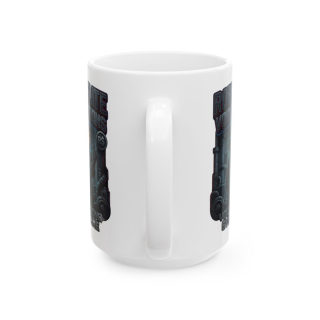 Neon Skull Pumpkin Mug | Cyberpunk Halloween Ceramic Mug 4