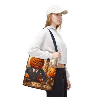 Pumpkin Head Businessmen Tote Bag | Halloween Pumpkin City Illustration 74