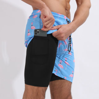Men's Casual Beach Sports Shorts | Printed Double Layer Plus Size 6