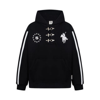 Snap Button Embroidered Webbing Hoodie | Unisex Casual Loose Fit 3