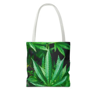 Green Cannabis Leaf Tote Bag | All-Over Print Hemp Plant Design 22