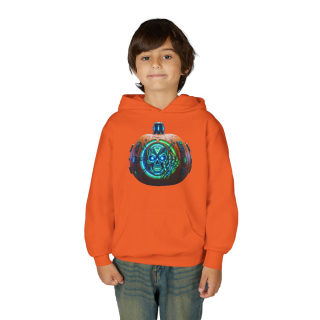 Glowing Cyber Pumpkin Kids Hoodie 22