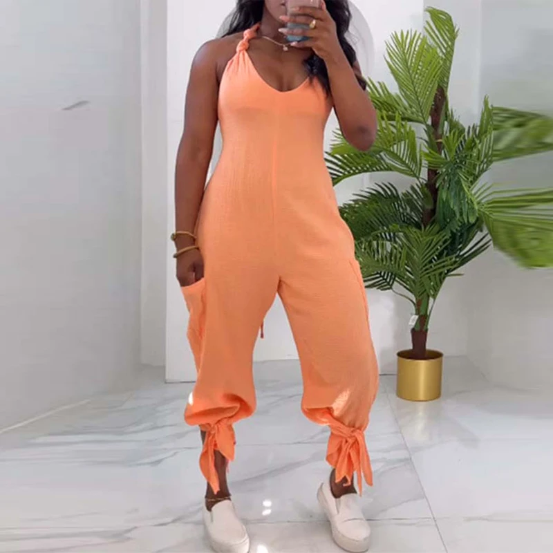Halter Tie-Detail Jumpsuit with Pockets 2
