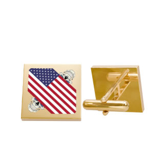 American Flag Heart Cufflinks | Gold Square Patriotic Accessory 3