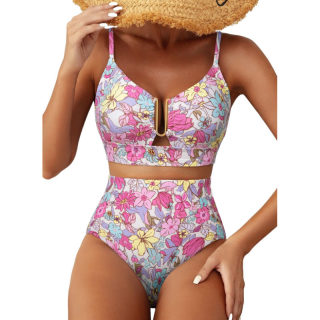 Floral bikini set (high-waisted) 6