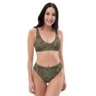 High-waisted bikini, digital green camo