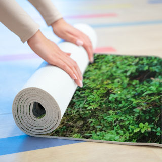Dog in the Forest Foam Yoga Mat | Dog Resting Among Lingonberry Bushes 5