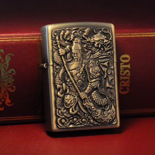 Retro Windproof Kerosene Lighter, Bronze Relief 6