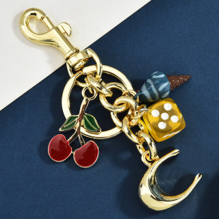 Metal Fruit Keychain Set with Rhinestones | Bag Pendant Accessory 6