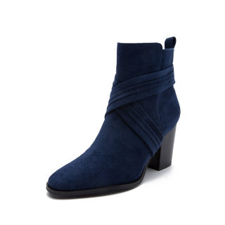 Women's Suede Martin Boots | High Heel Coarse Heel Square Toe 2