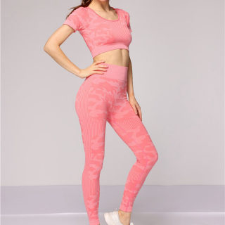 Women's Seamless Leopard Yoga Set, Backless Top & Leggings 3