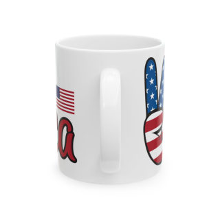 America peace sign Mug | American flag peace hand, patriotic coffee cup 5