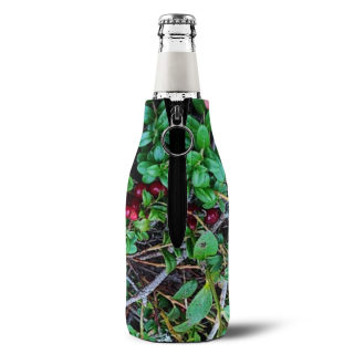 Forest floor berries zip-up bottle cooler sleeve | nature outdoors 4