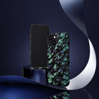Teal Black Abstract Camo Phone Case 89