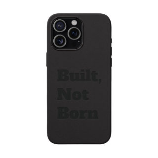 "Built, Not Born" PU Leather Phone Case | Debossed Text, Black 14