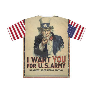 Uncle Sam I Want You vintage poster T-shirt | American flag sleeve shirt 3