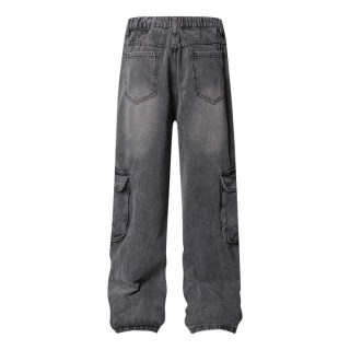 Unisex Washed Vintage Multi-Pocket Denim Work Pants 2
