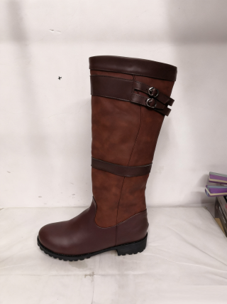 Color Block Buckle High-Top Knight Boots | Chunky Square Heel 5