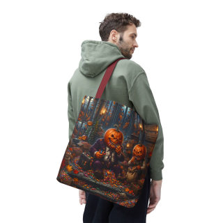 Jack-o'-Lantern Candy Haul Tote Bag | Halloween Pumpkin Scene 81
