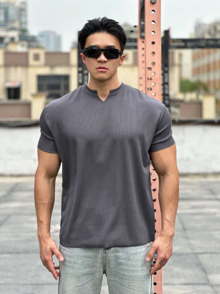 Men's Heavyweight Textured Fitness Short Sleeve T-Shirt | Tapered Sleeve 6
